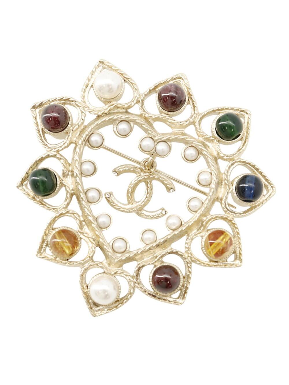 Chanel Cc Logo Heart Brooch Gold-Tone #327628C10B